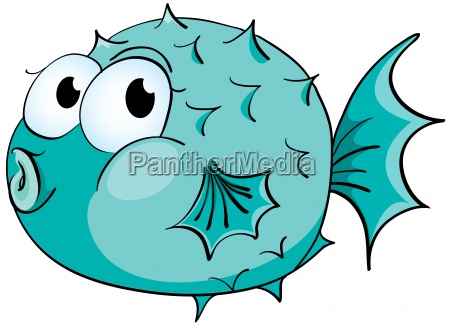 Illustration of a puffer fish on white