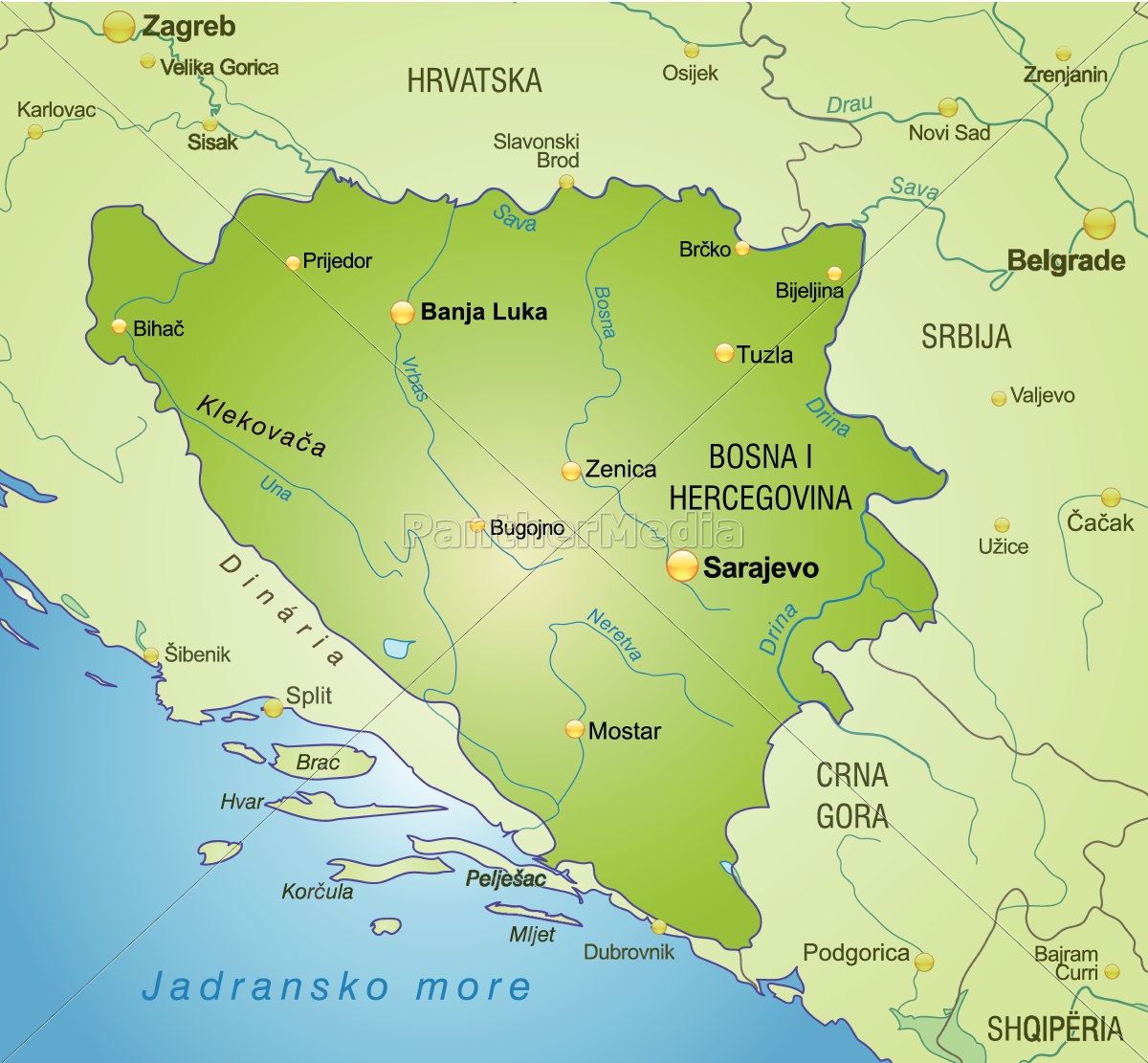 Mapa De Bosnia Herzegovina Como Mapa De Visi N Foto De Archivo