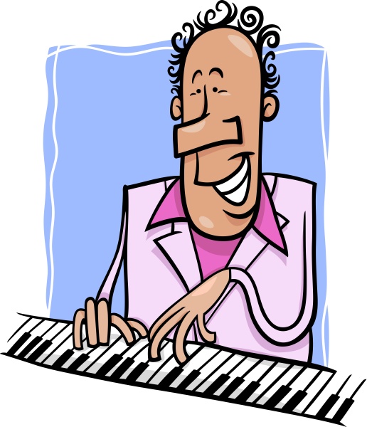 jazz pianist cartoon illustration