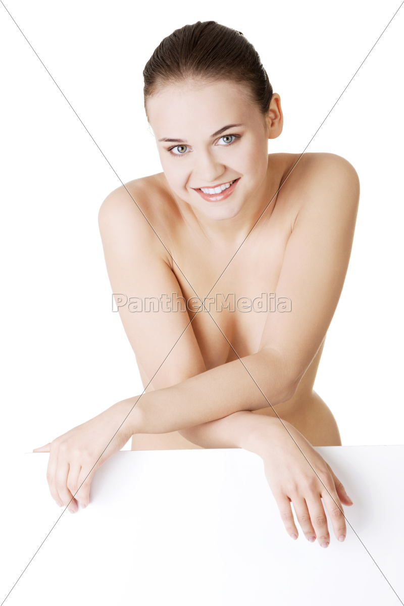 sexy naked blond woman holding empty board - Royalty free photo #9364604 |  PantherMedia Stock Agency