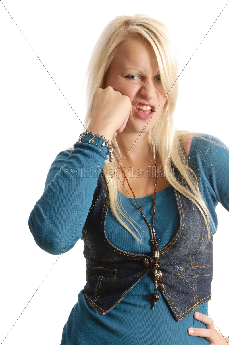 Sexy blonde teenage girl in jeans makes you stupid - Stock Photo #10225895  | PantherMedia Stock Agency