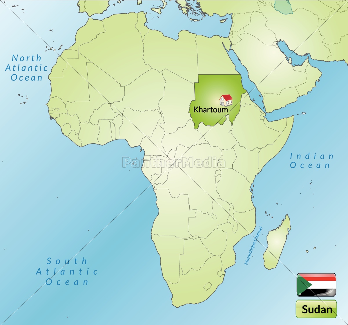 Area map of Sudan with capitals in internet green - Stock Photo ...