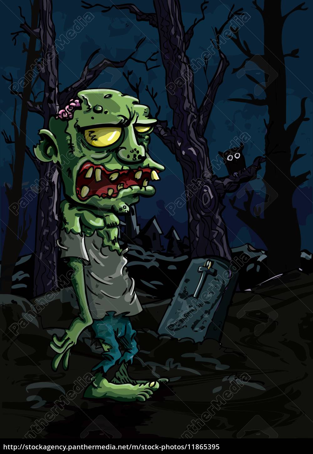 Zombie de dibujos animados en un cementerio - Foto de archivo #11865395 |  Agencia de stock PantherMedia