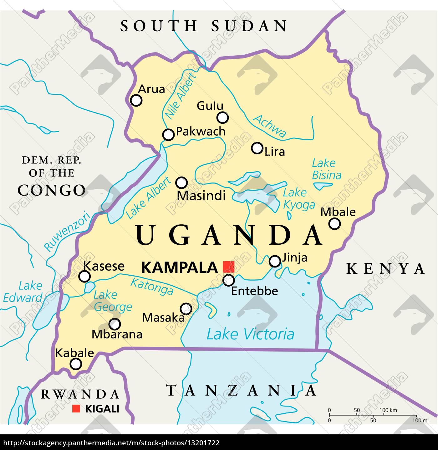 Uganda Political Map - Royalty free image 13201722 | PantherMedia Stock  Agency