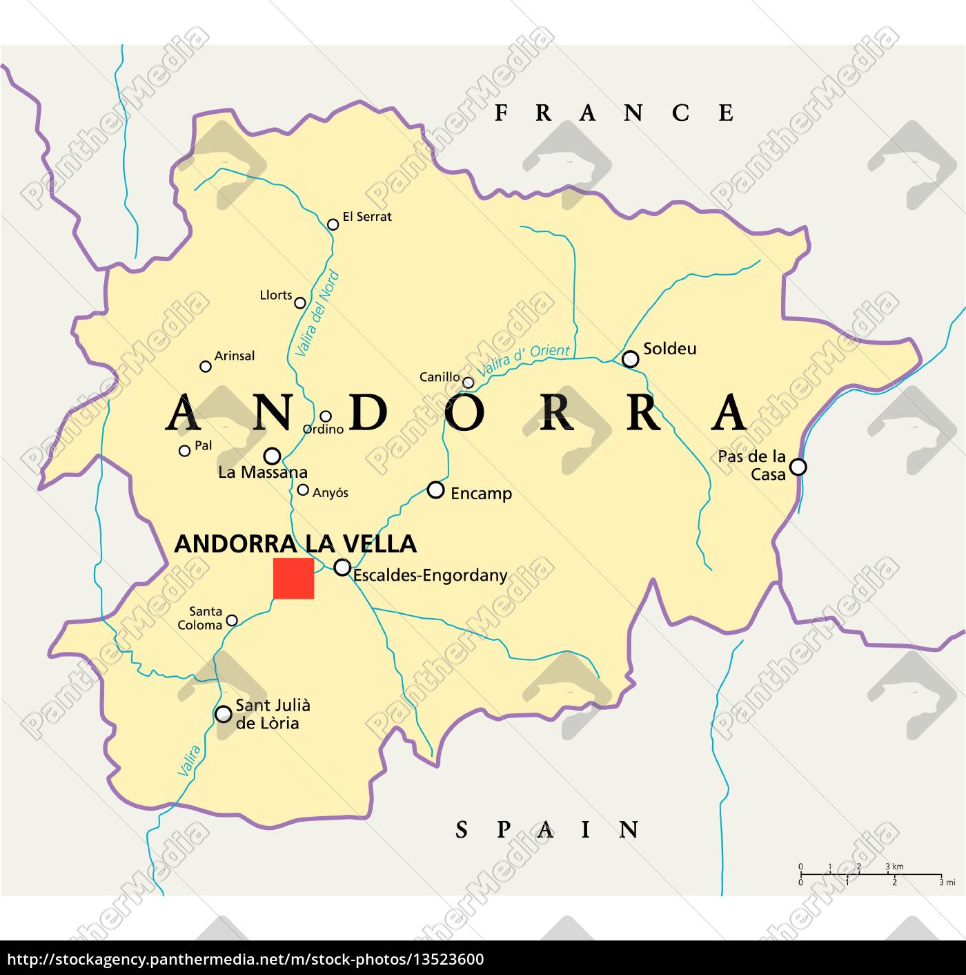 Andorra Political Map - Royalty free photo 13523600 | PantherMedia Stock  Agency