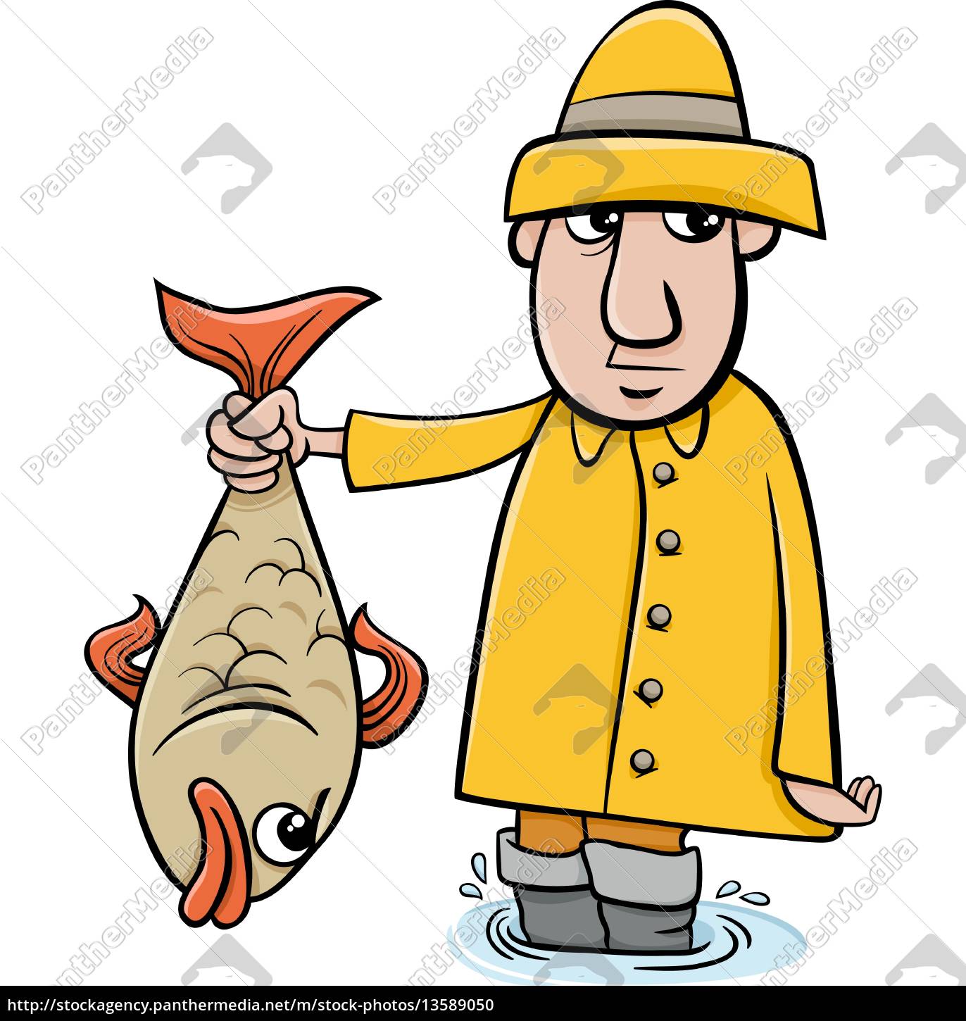 angler mit fisch cartoon - Lizenzfreies Bild 13589050 | Bildagentur  PantherMedia