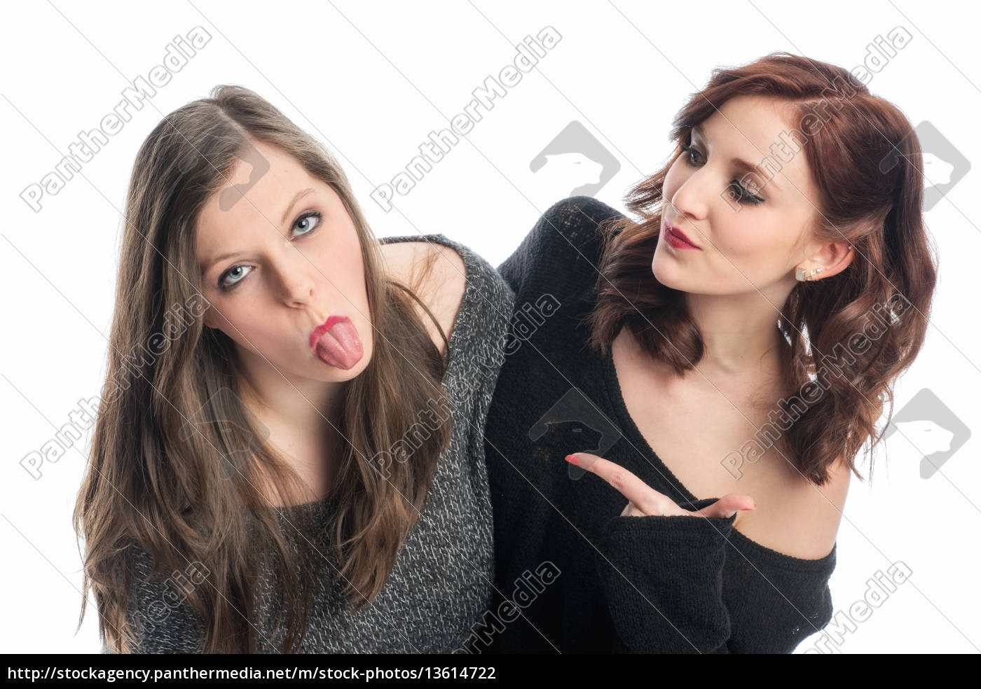 Two girlfriends make nonsense and stick their tongue - Stock image  #13614722 | PantherMedia Stock Agency