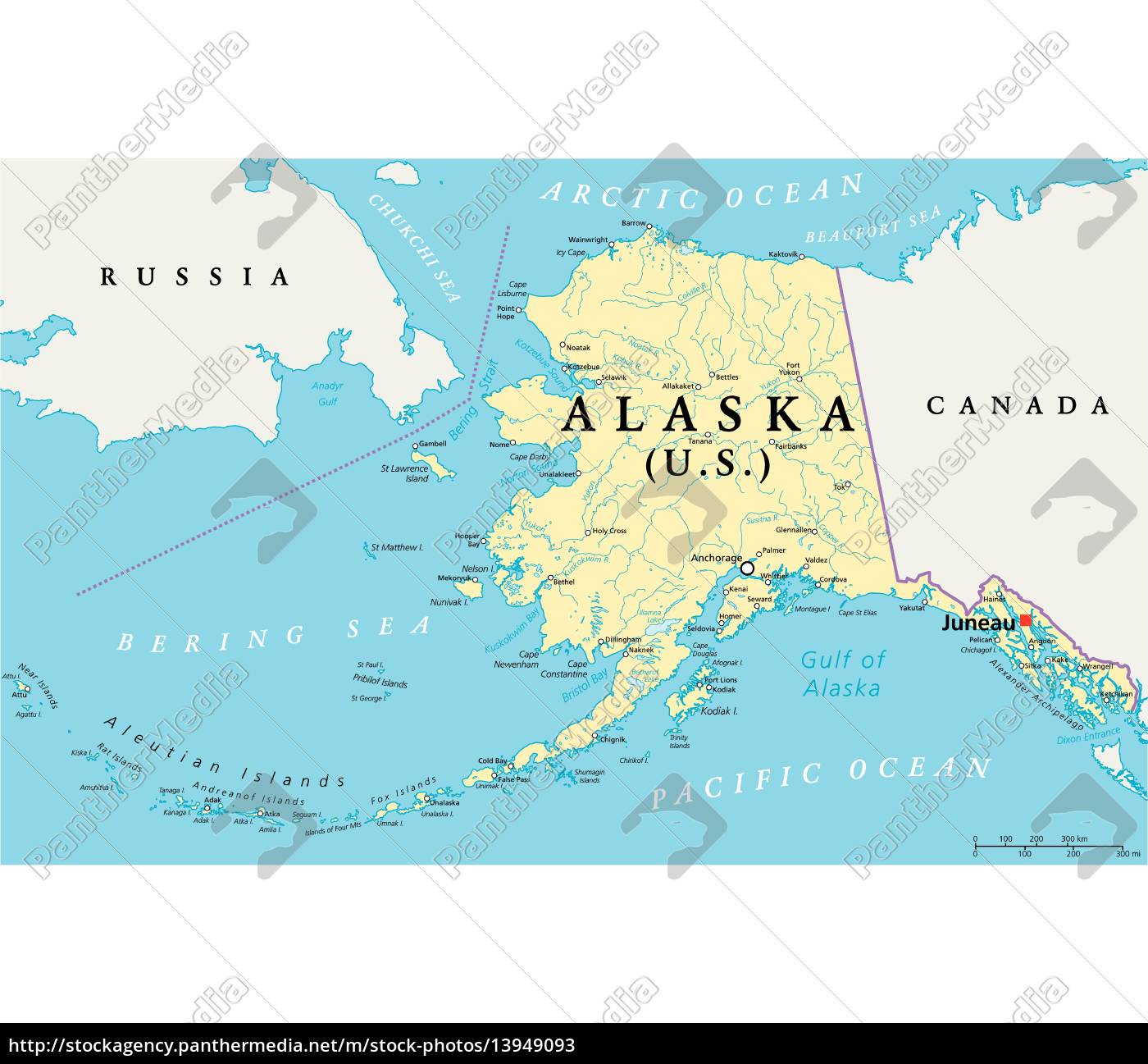 Alaska Political Map - Stock Photo 13949093 | PantherMedia Stock Agency