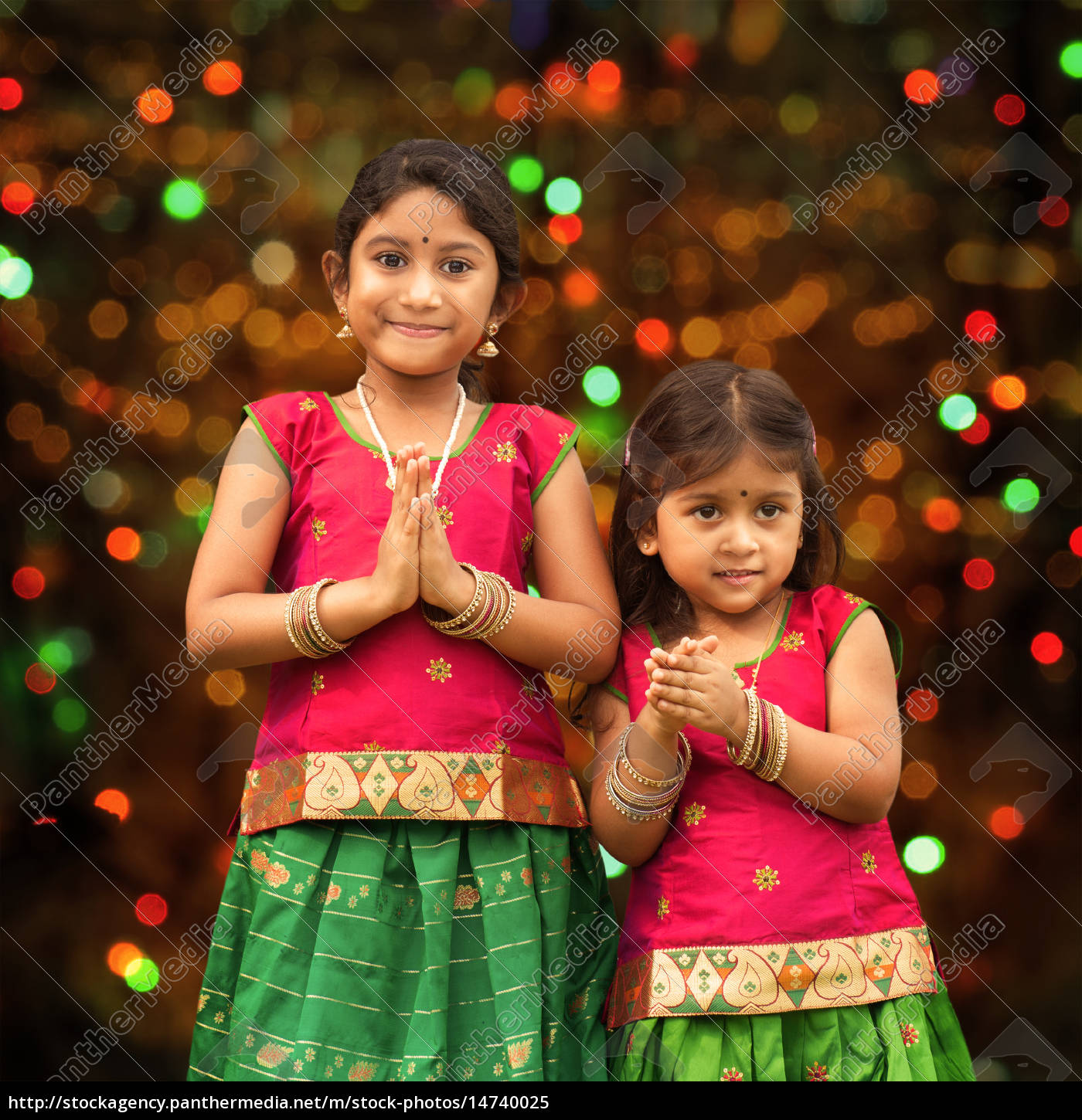 Cute Indian girls greeting - Stock Photo #14740025 | PantherMedia Stock  Agency