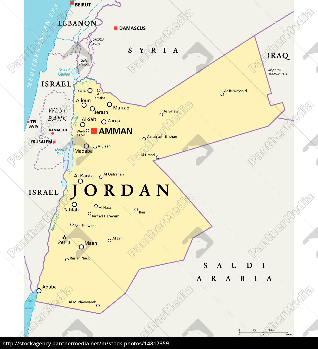 mapa de jordania medio oriente