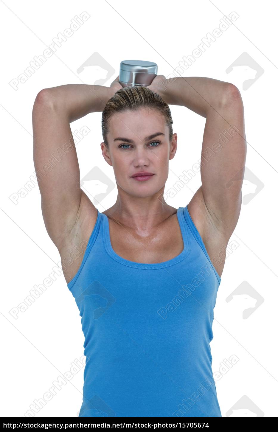 Mulher musculosa exercitando-se com halteres - Stockphoto #15705674 | Banco  de Imagens Panthermedia