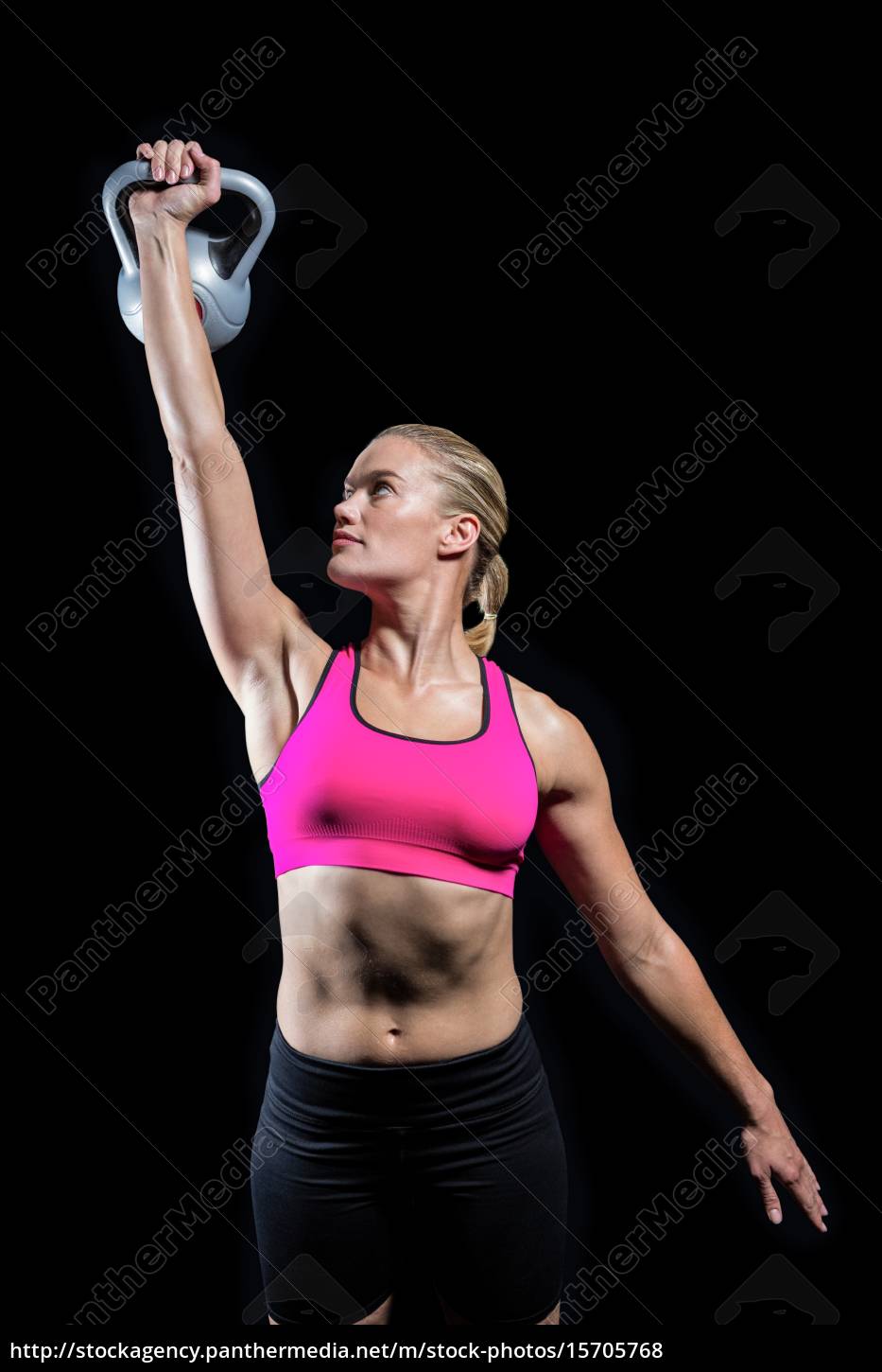 Mulher musculosa levantando chaleira pesada - Stockphoto #15705768 | Banco  de Imagens Panthermedia