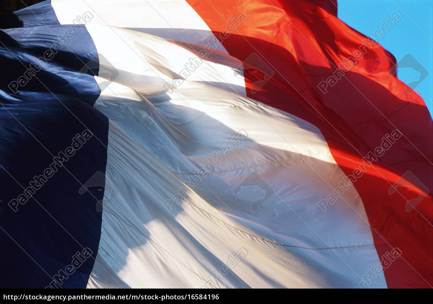 French flag rippling in wind close-up cropped - Lizenzfreies Bild ...