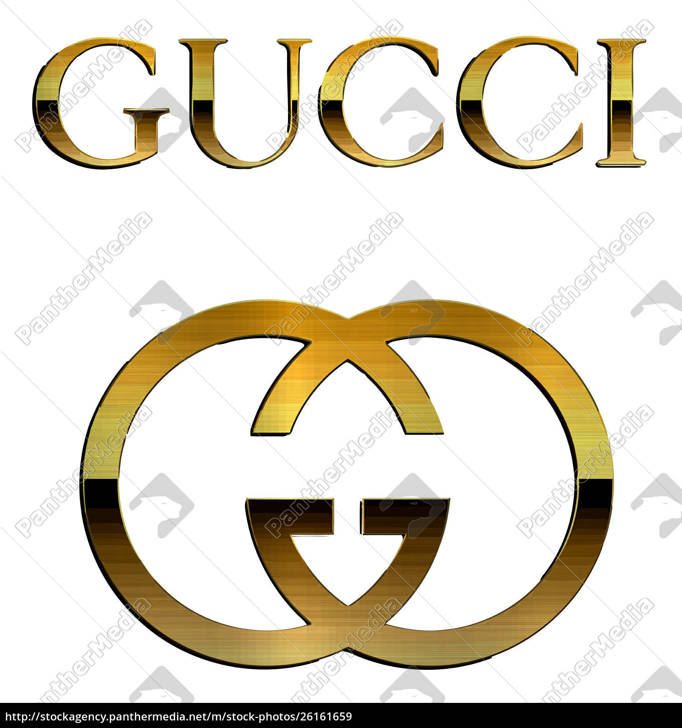 Gucci Logo goldene Luxusmodemarke Italien Metallic - Lizenzpflichtiges Bild  26161659 | Bildagentur PantherMedia