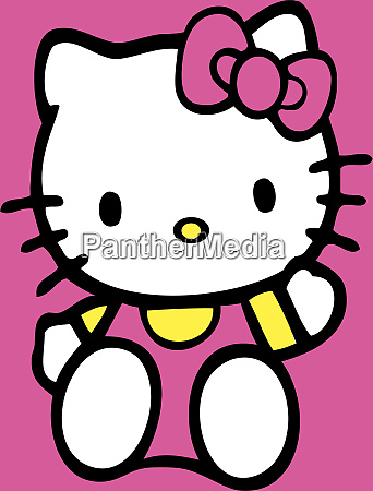 Hello Kitty vestido rosa bye bye ilustração - Rights-managed imagem ...