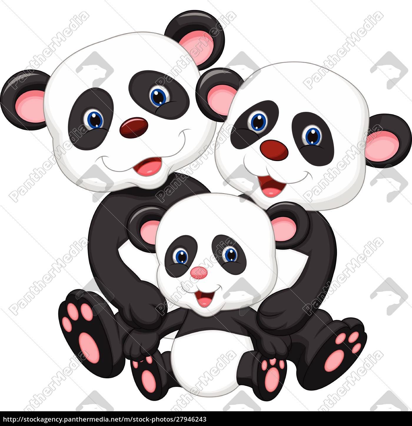 Familia de pandas felices dibujos animados aislados - Foto de archivo  #27946243 | Agencia de stock PantherMedia