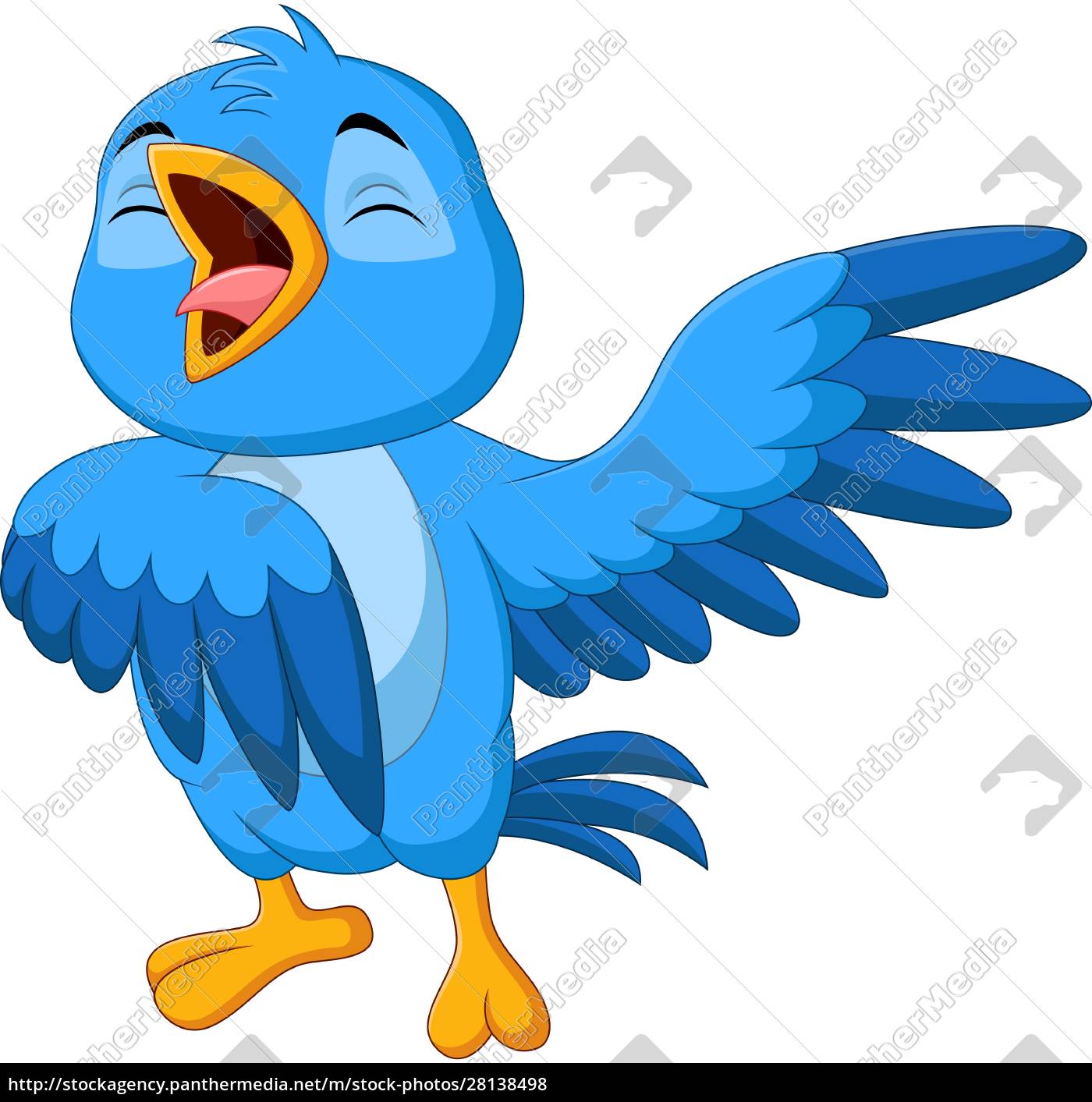 Pássaro azul de desenho animado cantando em fundo - Stockphoto #28138498 |  Banco de Imagens Panthermedia