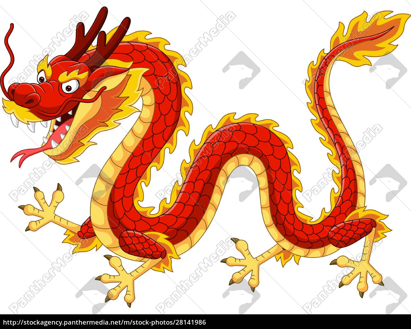 Dibujos animados dragón chino rojo volando - Stockphoto #28141986 | Agencia  de stock PantherMedia